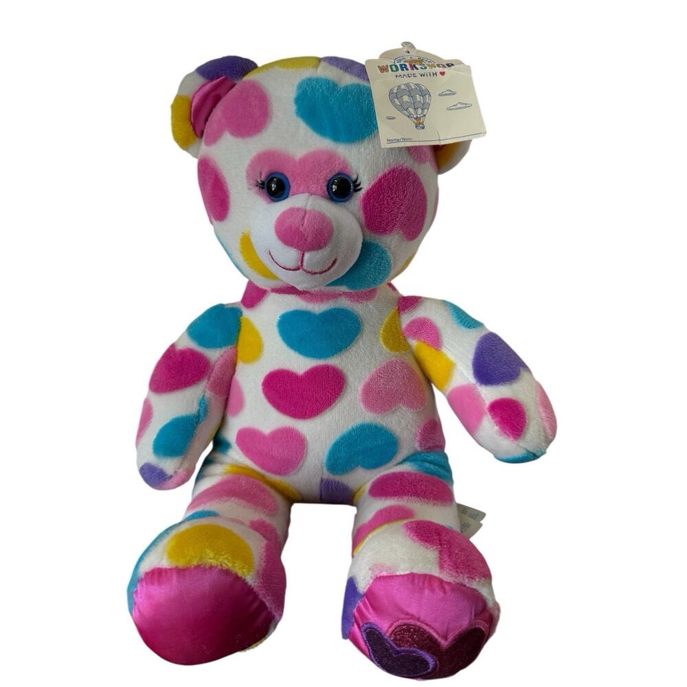 Build A Bear Big Hearts Bear Plush Multicolor‎ Valentine w Tag BABW 2019 Stuffed